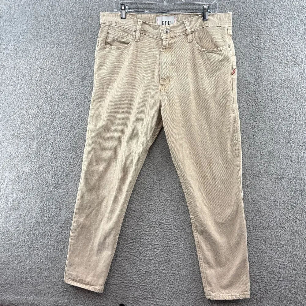 BDG Dad Slim Tapered Jeans 34x32 Beige Khaki Cotton Denim
